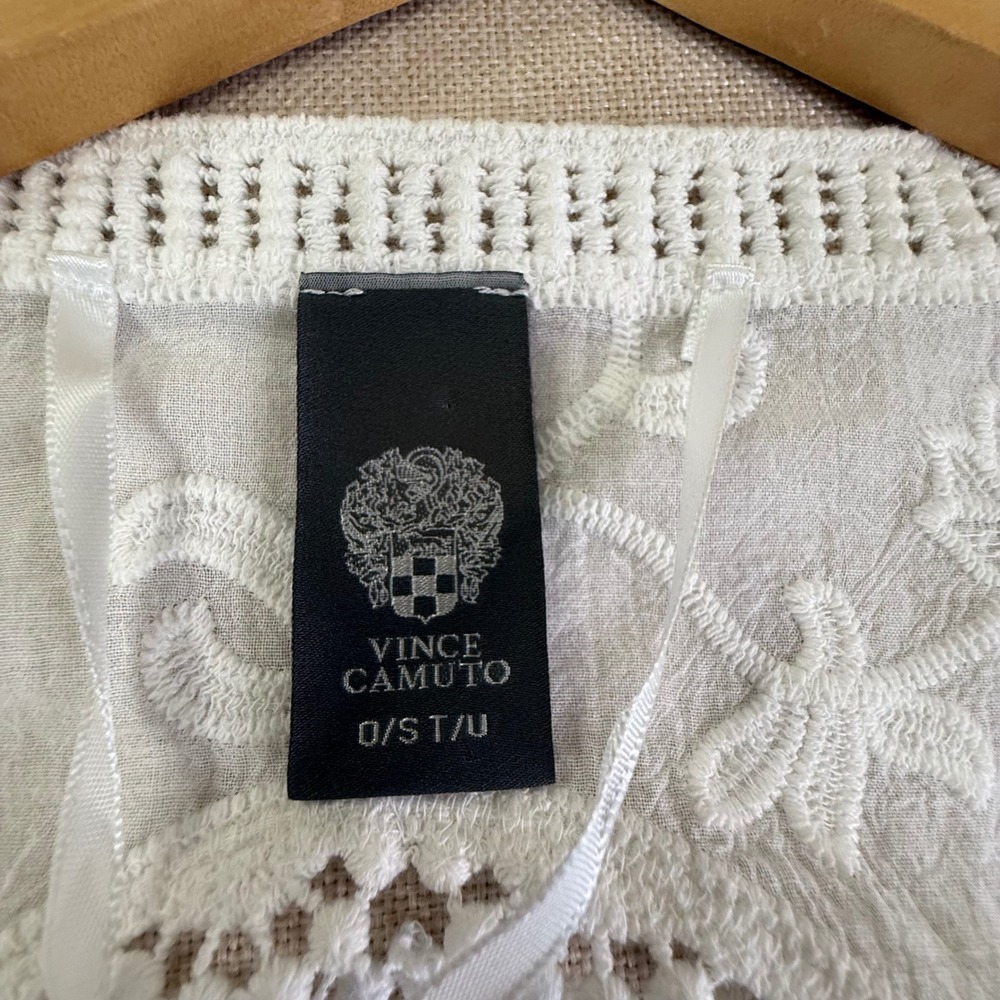 Vince Camuto White Embroidered Crochet Lace Kimono Swim Cover Up OS - Picture 8 of 10